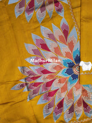 FLOWER BEAUTY RAW SILK SAREE YELLOW