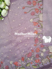 LENIN TISSUE WORK SAREE DUSTY PURPLE