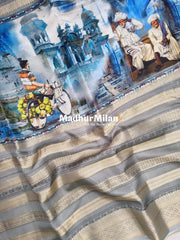 CHITRA PRINTS CREPE SAREE BLUE GREY