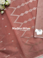 KOVAI ZIG ZAG BORDER SILK COTTON SAREE DUSTY PEACH