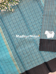 KAJOL CHECKS SAREE DUSTY BLUE