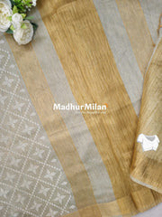 EMBROIDERY KORA SILK COTTON SAREE GREY