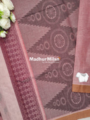 SUTI PIN STRIPES BORDER COTTON SAREE PINK