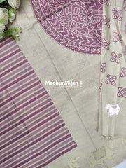 SEMI TUSSER EMBROIDERY BORDER SAREE LAVENDER