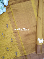 WARLI EMBROIDERY WORK RAW SILK SAREE GOLD