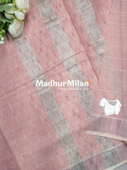 BENGALI CHECKS COTTON SAREE PINK