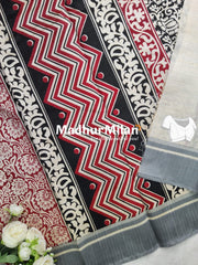 CHARCOAL BEAUTY SAREE RED BLACK