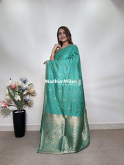 TULSI MALAI SILK SAREE DUSTY GREEN