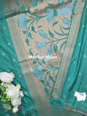 SUNFLOWER MALAI SILK SAREE DUSTY GREEN