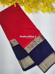 SEMI CREPE SILK SAREE PINK PURPLE