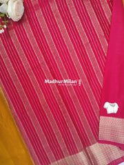 SEMI CREPE SILK SAREE GOLD PINK