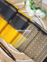 STRIPES BUTTA SOFT SILK SAREE YELLOW BLACK