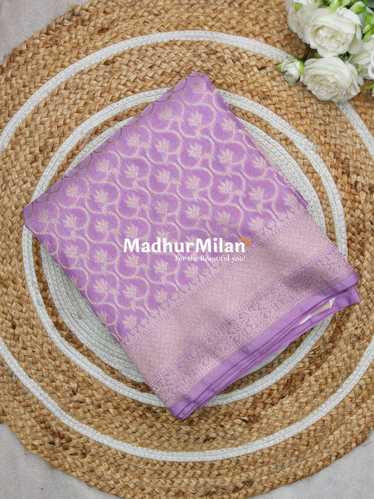 CHARVI BANARASI CREPE SILK SAREE LAVENDER