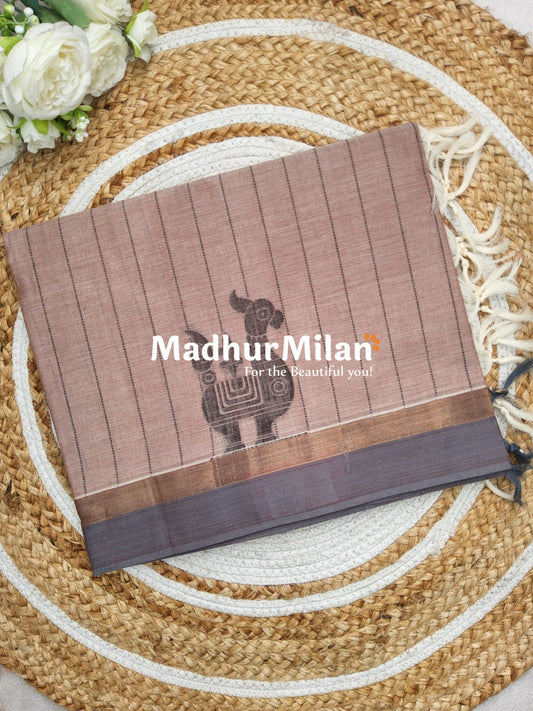 SUTI WEAVING COTTON SAREE DUSTY ROSE