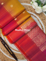 STRIPES BORDER BUTTA SOFT SILK SAREE MUSTARD PEACH