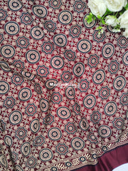 AJRAKH PRINT GAJI MODAL SAREE BROWN