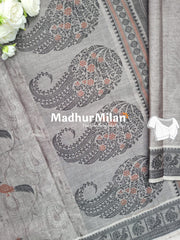 SUTI PARROT WEAVING BORDER COTTON SAREE BROWN