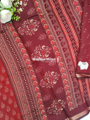 BAGRU PRINT KAJU SILK SAREE RED