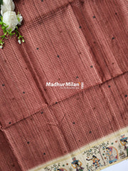 PIN STRIPES DIGITAL SEMI TUSSER SAREE RUST