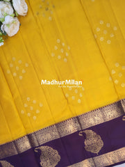 KANCHI BUTTA BENTEX BORDER SAREE YELLOW WINE