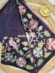 ARI EMBROIDERY WORK TISSUE ORGANZA SAREE VOILET