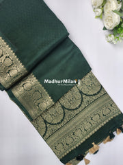 BANARASI RUSSIAN CREPE SAREE GREEN