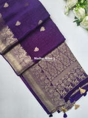 BANARASI BUTTA RUSSIAN CREPE SAREE PURPLE