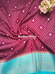 INAAYA BANARASI BLOOMS SAREE WINE BONDI BLUE