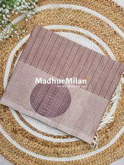 SUTI STRIPED BUTTA BORDER WEAVING COTTON SAREE ROSE PINK