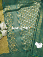 GANGOTRI TISSUE SILK SAREE DUSTY GREEN RAMA