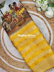 CHITRA PRINTS CREPE SAREE CREAM YELLOW