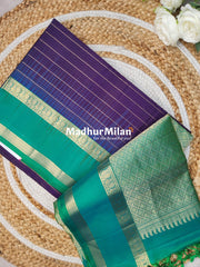 BENTEX BORDER LINES BODY SOFT SILK SAREE PURPLE RAMA