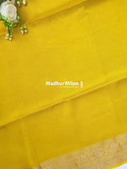 BANARASI BAMBO0 RAW SILK SAREE LEMON YELLOW