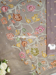 TISSUE KOTA WORK SAREE DUSTY ROSE