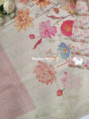 SEMI TUSSER EMBROIDERY BORDER SAREE PINK