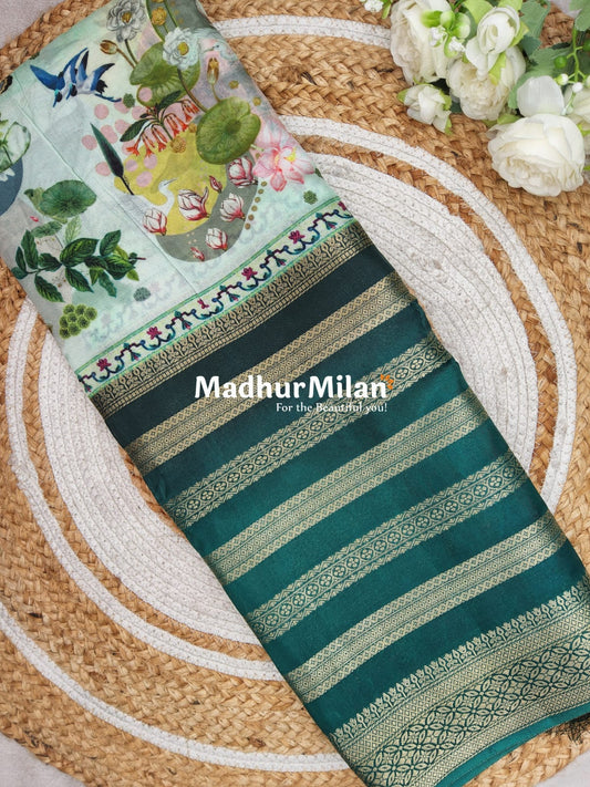 CHITRA PRINTS CREPE SAREE PISTA RAMA