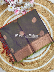 KOVAI SILK COTTON SAREE DEEP OLIVE GREEN RED