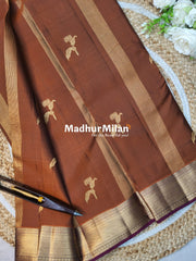 KANCHI BUTTA BORDER SAREE RUST WINE