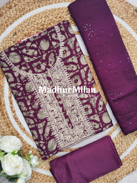 INIRA FLORAL PRINTS SALWAR SUIT WINE