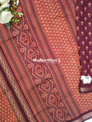 BAGRU PRINT KAJU SILK SAREE ORANGE