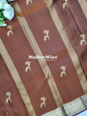 KANCHI BUTTA BORDER SAREE RUST WINE