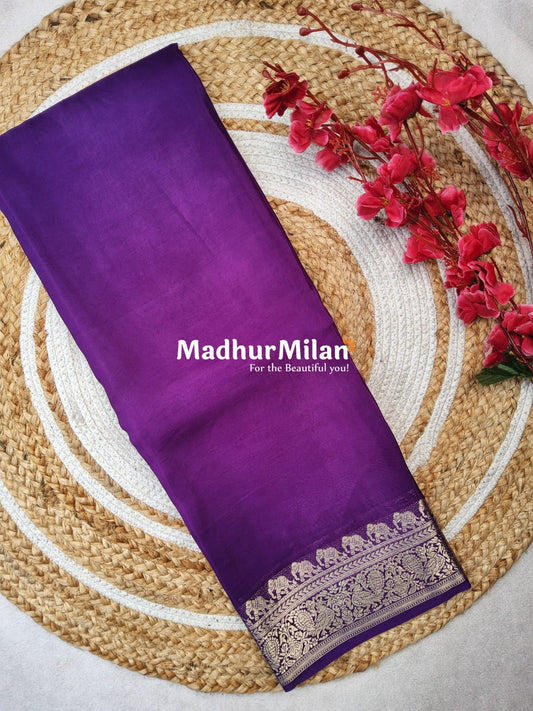 MISAKI BANARASI CREPE SILK SAREE PURPLE