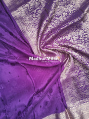 MARVI BANARASI SELF EMBOSS CREPE SILK SAREE PURPLE
