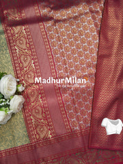 GANGOTRI TISSUE SILK SAREE DUSTY RAMA PINK