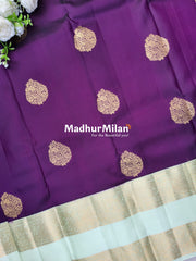 KANCHI BUTTA BENTEX BORDER SAREE PURPLE PISTA