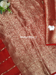 BANARASI RUSSIAN CREPE SAREE RED