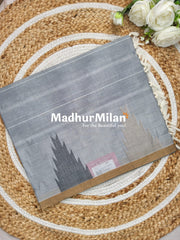 SUTI TEMPLE BUTTA BORDER COTTON SAREE GREY