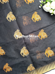 THREAD WEAVING COTTON SAREE BLACK