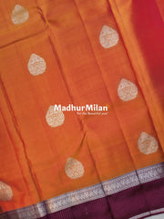 KANCHI BUTTA BORDER SAREE ORANGE MAROON