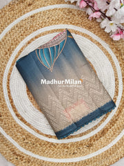 PEACOCK SILK SEMI TUSSER SAREE BLUE